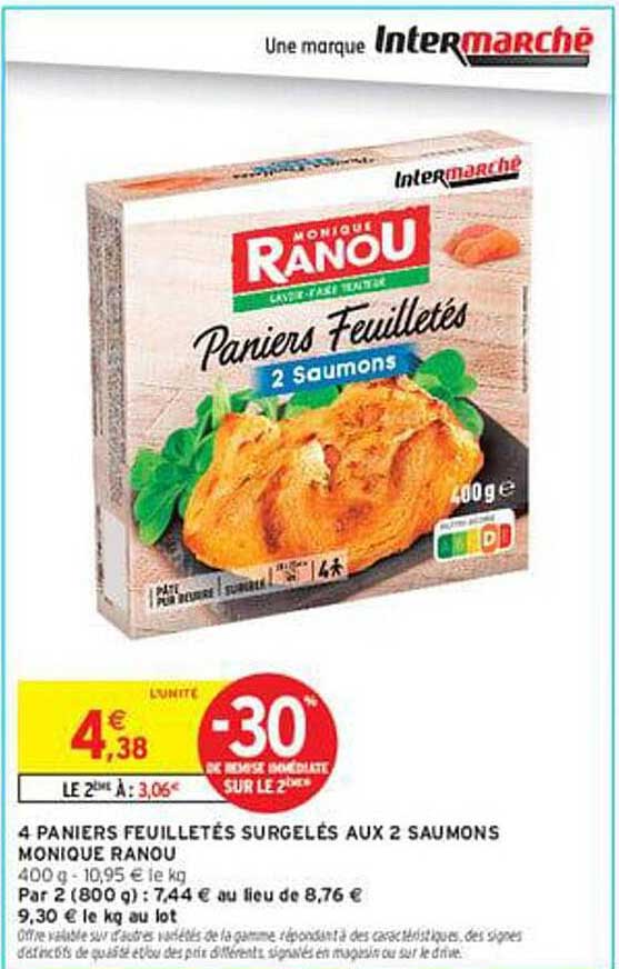 4 PANIERS FEUILLETÉS SURGELÉS AUX 2 SAUMONS MONIQUE RANOU