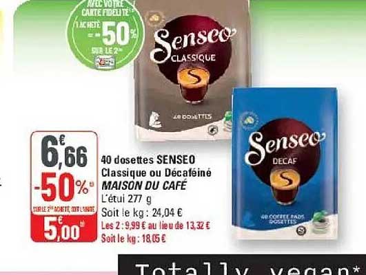 40 dosettes SENSEO Classique ou Décaféiné MAISON DU CAFÉ