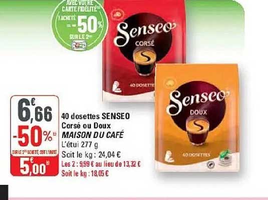 40 dosettes SENSEO Corsé ou Doux MAISON DU CAFÉ