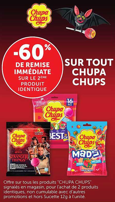-60% DE REMISE IMMÉDIATE SUR LE 2ÈME PRODUIT IDENTIQUE SUR TOUT CHUPA CHUPS