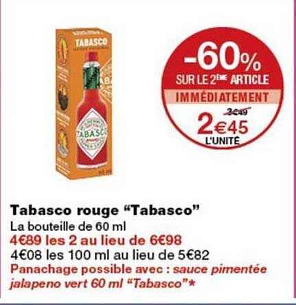-60% SUR LE 2ÈME ARTICLE IMMÉDIATEMENT 2€45 L'UNITE