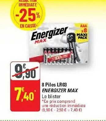 8 Piles LR03 ENERGIZER MAX Le blister