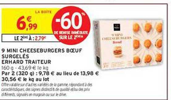 9 MINI CHEESEBURGERS BOEUF SURGELÉS ERHARD TRAITEUR