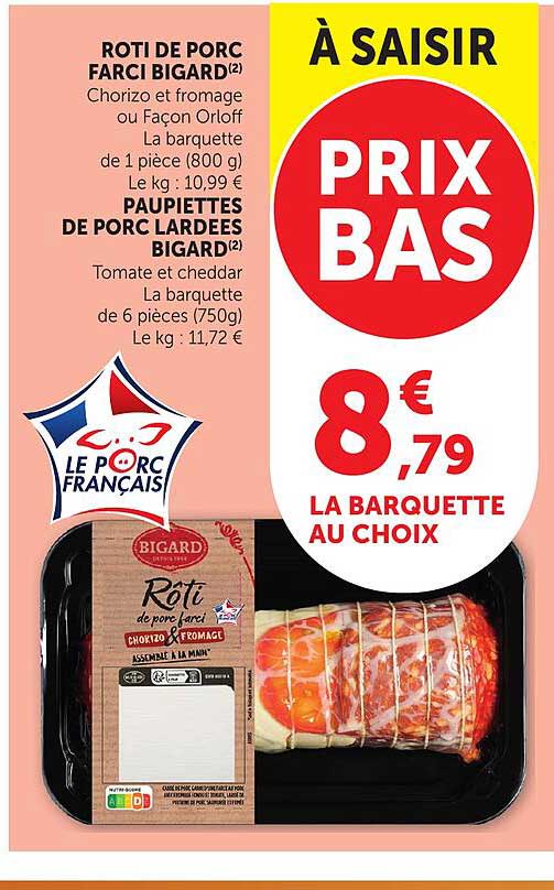 À SAISIR PRIX BAS 8€79 LA BARQUETTE AU CHOIX