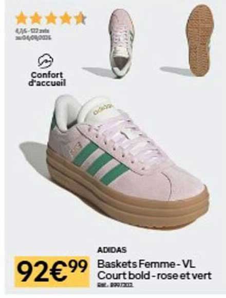 ADIDAS Baskets Femme - VL Court bold - rose et vert