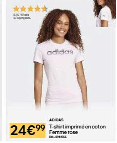 ADIDAS T-shirt imprimé en coton Femme rose