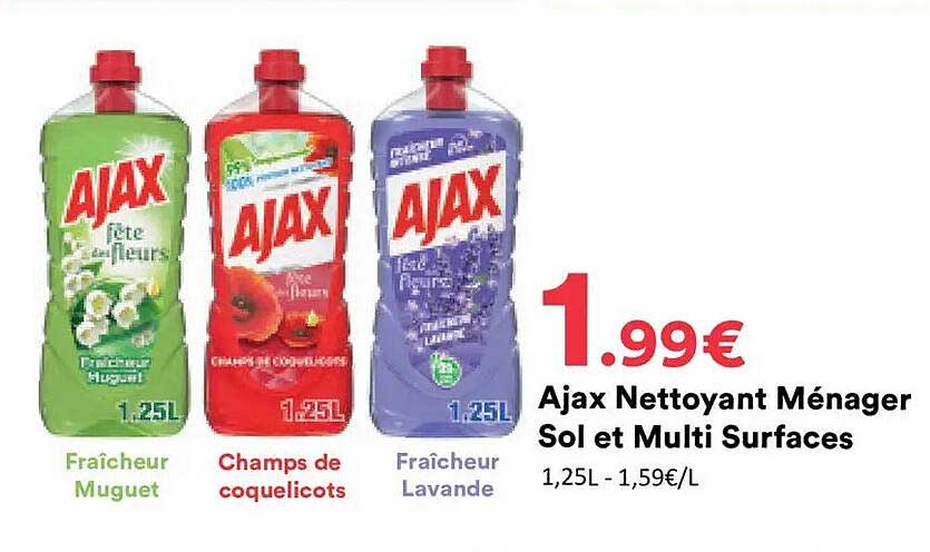 Ajax Nettoyant Ménager Sol et Multi Surfaces