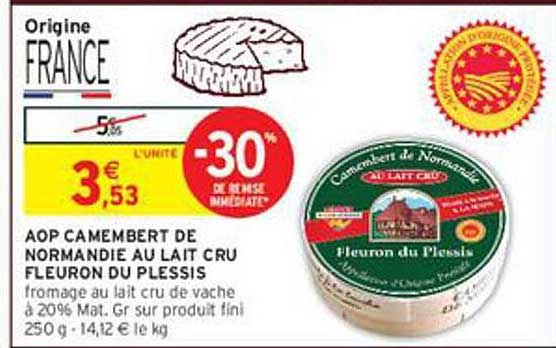 AOP CAMEMBERT DE NORMANDIE AU LAIT CRU FLEURON DU PLESSIS