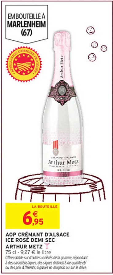 AOP CRÉMANT D'ALSACE ICE ROSÉ DEMI SEC ARTHUR METZ