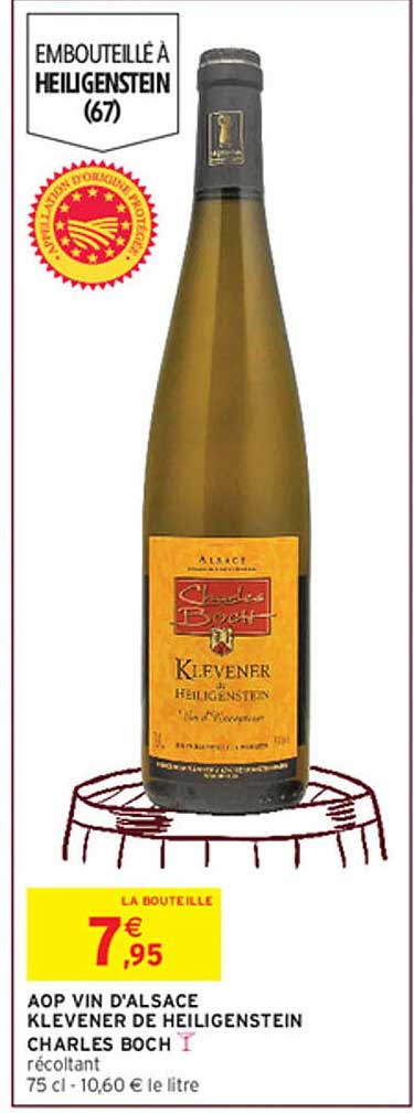 AOP VIN D'ALSACE KLEVENER DE HEILIGENSTEIN CHARLES BOCH