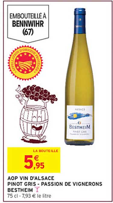AOP VIN D'ALSACE PINOT GRIS - PASSION DE VIGNERONS BESTHEIM