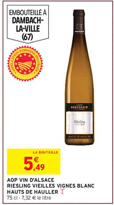 AOP VIN D'ALSACE RIESLING VIEILLES VIGNES BLANC HAUTS DE HAULLER