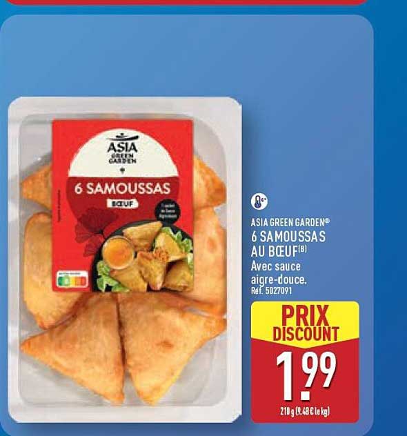 ASIA GREEN GARDEN® 6 SAMOUSSAS AU BŒUF(B) Avec sauce aigre-douce.