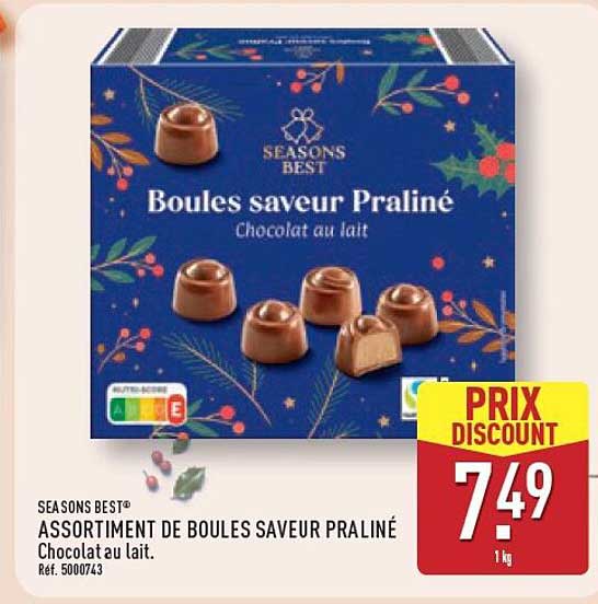 ASSORTIMENT DE BOULES SAVEUR PRALINÉ Chocolat au lait. Réf. 500743