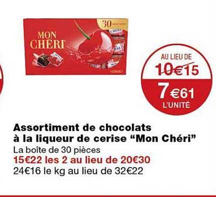 Assortiment de chocolats à la liqueur de cerise “Mon Chéri”