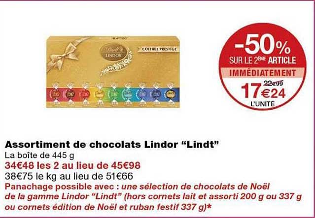 Assortiment de chocolats Lindor “Lindt”