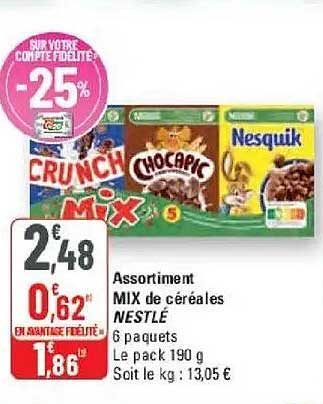 Assortiment MIX de céréales NESTLÉ 6 paquets