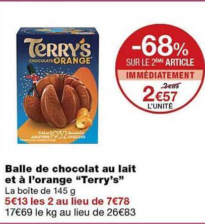 Balle de chocolat au lait et à l'orange “Terry’s”