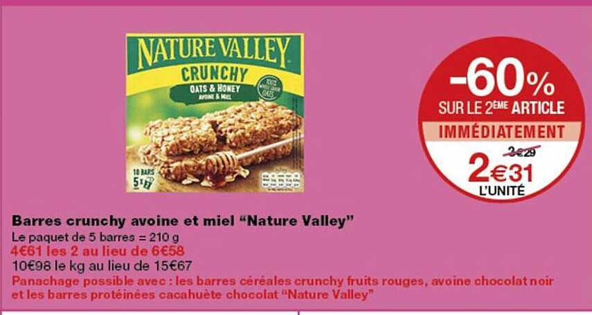 Barres crunchy avoine et miel “Nature Valley”