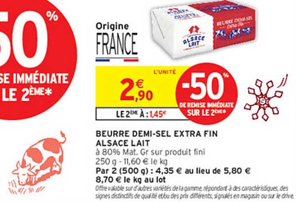 BEURRE DEMI-SEL EXTRA FIN ALSACE LAIT