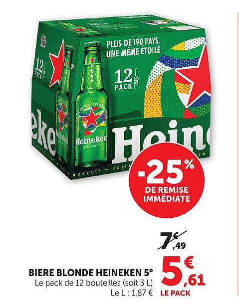 BIERE BLONDE HEINEKEN 5°