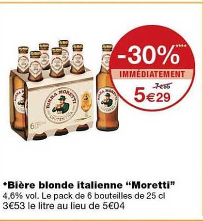 Bière blonde italienne “Moretti”