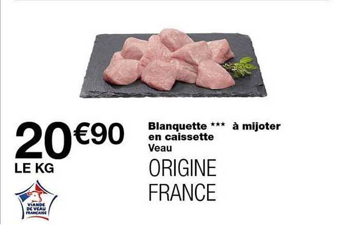 Blanquette *** à mijoter en caissette Veau ORIGINE FRANCE