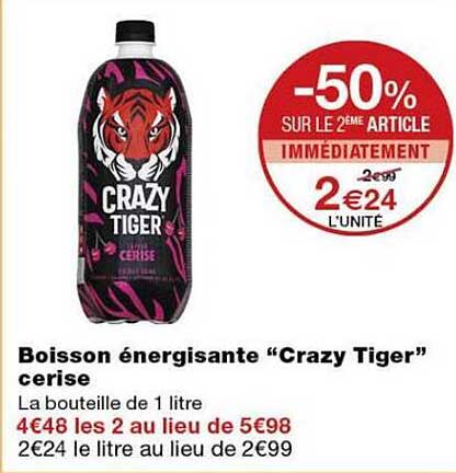 Boisson energisante “Crazy Tiger” cerise