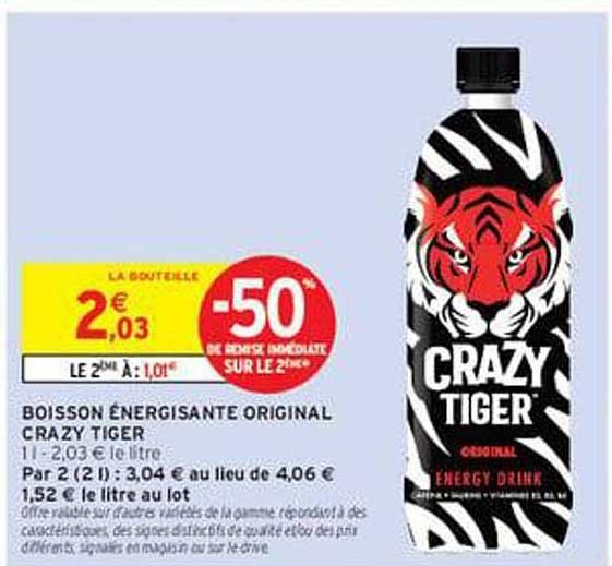 BOISSON ÉNERGISANTE ORGINAL CRAZY TIGER