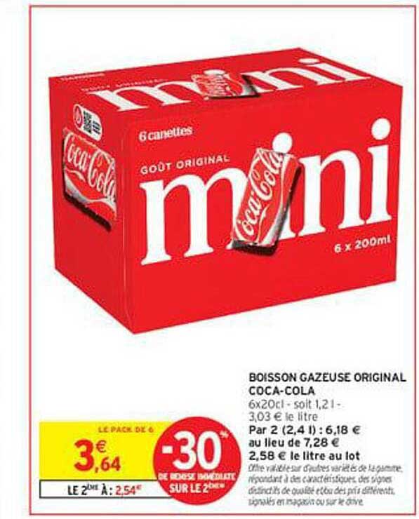 BOISSON GAZEUSE ORIGINAL COCA-COLA 6x20cl soit 1,2 l