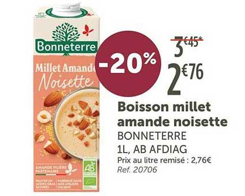 Boisson millet amande noisette