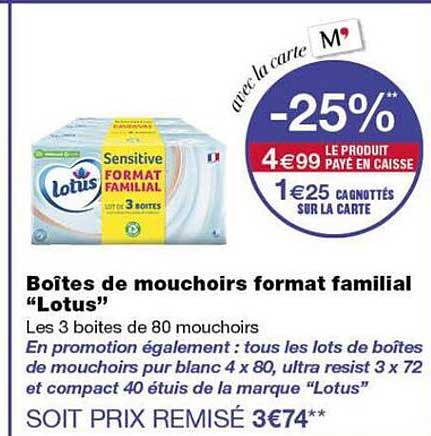 Boîtes de mouchoirs format familial “Lotus”