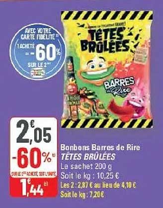 Bonbons Barres de Rire TÊTES BRULÉES