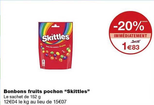 Bonbons fruits pochon “Skittles”