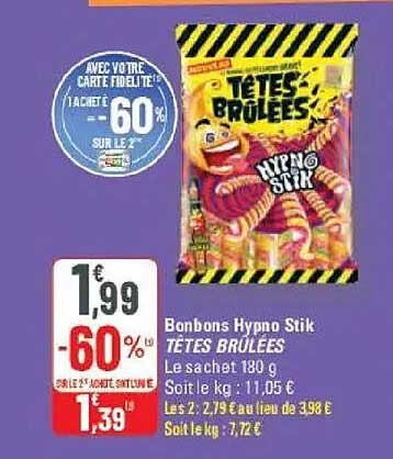 Bonbons Hypno Stik TÊTES BRÛLÉES