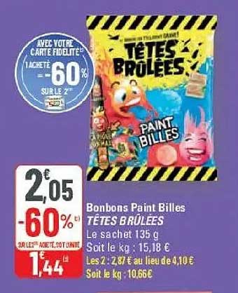 Bonbons Paint Billes TÊTES BRÛLÉES