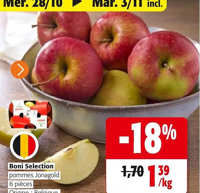 Boni Selection pommes Jonagold 6 pièces