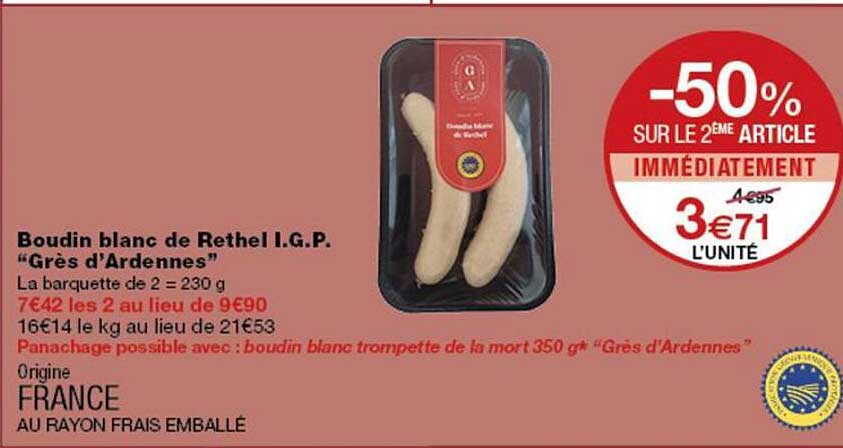 Boudin blanc de Rethel I.G.P. "Grès d'Ardennes"