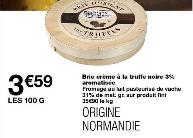 Brie crème à la truffe noire 3% aromatisée