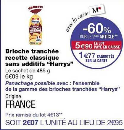 Brioche tranchée recette classique sans additifs “Harrys”