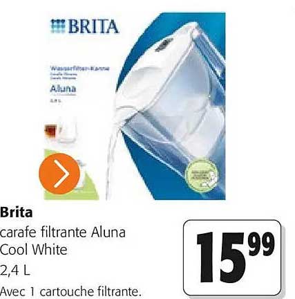 Brita carafe filtrante Aluna Cool White 2,4 L Avec 1 cartouche filtrante.