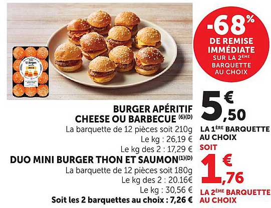 BURGER APÉRITIF CHEESE OU BARBECUE