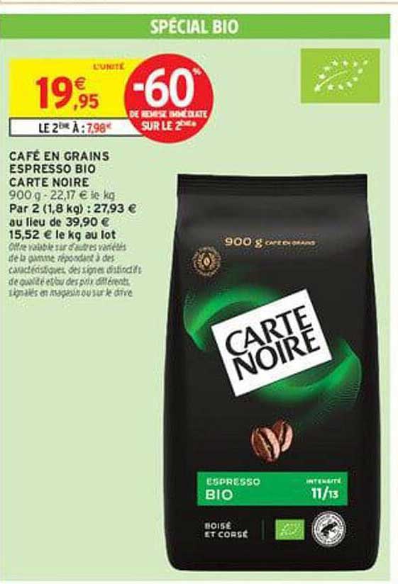 CAFÉ EN GRAINS ESPRESSO BIO CARTE NOIRE