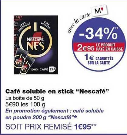 Café soluble en stick “Nescafé”