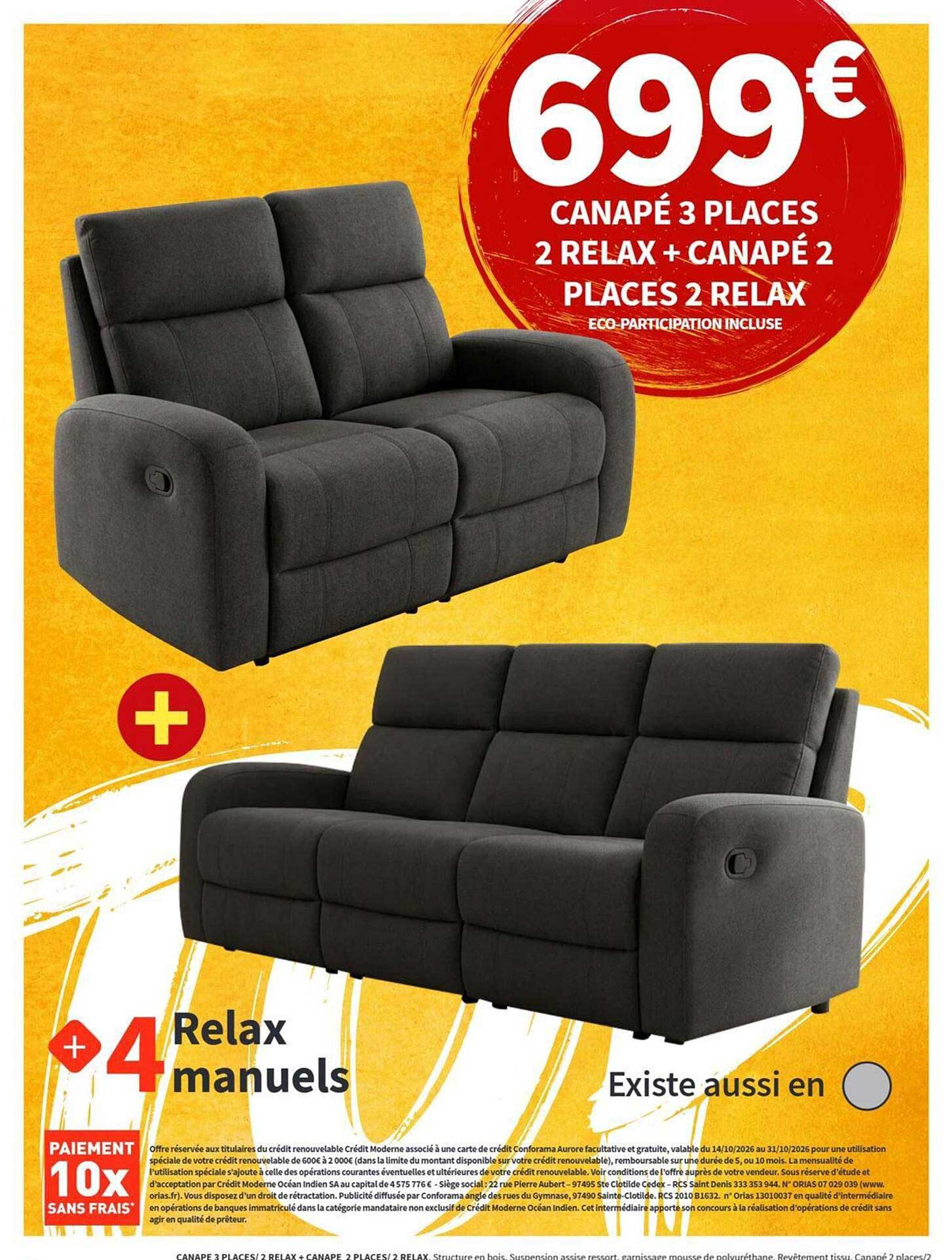 CANAPÉ 3 PLACES 2 RELAX + CANAPÉ 2 PLACES 2 RELAX