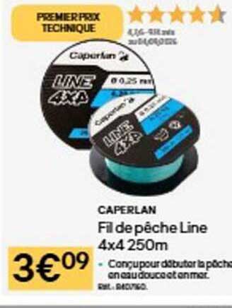 CAPERLAN Fil de pêche Line 4x4250m