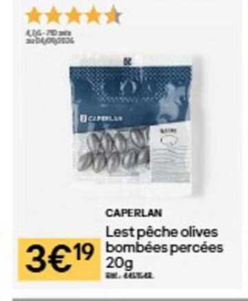 CAPERLAN Lest pêche olives bombées percées 20g