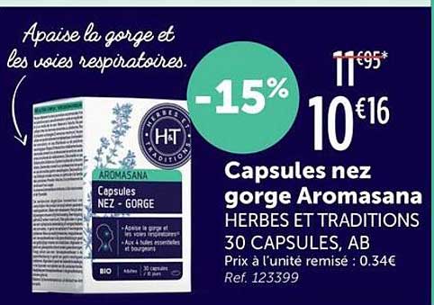 Capsules nez gorge Aromasana HERBES ET TRADITIONS 30 CAPSULES, AB