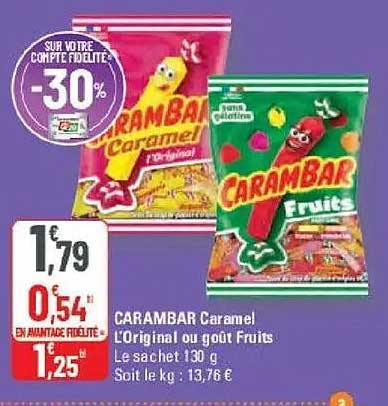 CARAMBAR Caramel L'Original ou goût Fruits
