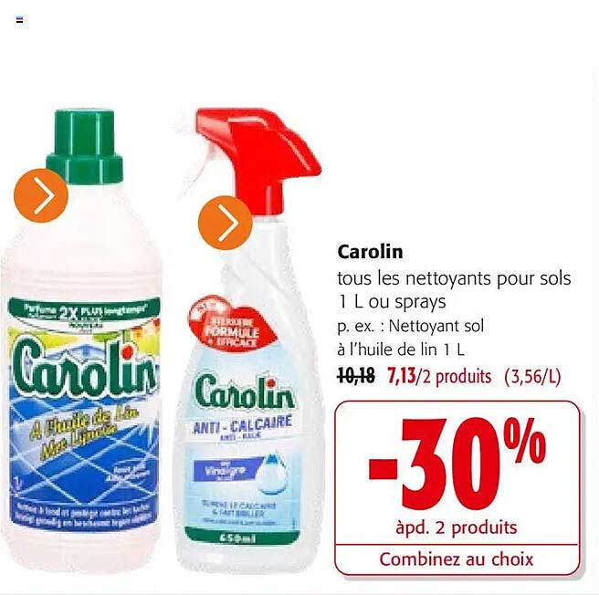 Carolin tous les nettoyants pour sols 1 L ou sprays